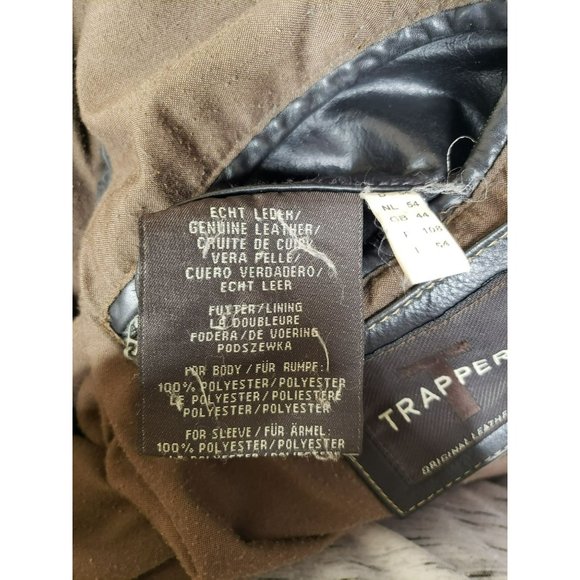 Brown Leather Jacket, Trapper, NEEDS ZIPPER, Men's size 54, Lined - Picture 11 of 12